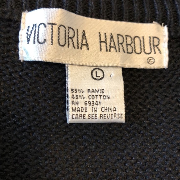 VTG Victoria Harbour Sweater Sz L Black Ramie Bejeweled Beads Crew Neck Goth - Picture 4 of 9